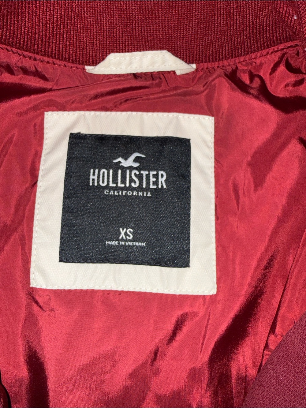 Hollister Maroon and Cream LA Varsity Jacket - Picture 5 of 8